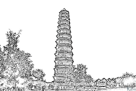 Pagoda Printable Coloring Nplooj Ntawv